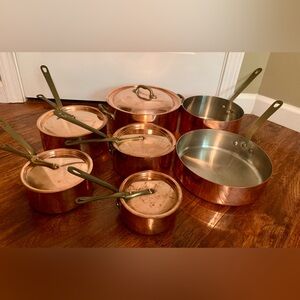 Huge Set Dehillerin France Copper Pots Pans w/Lids Vintage